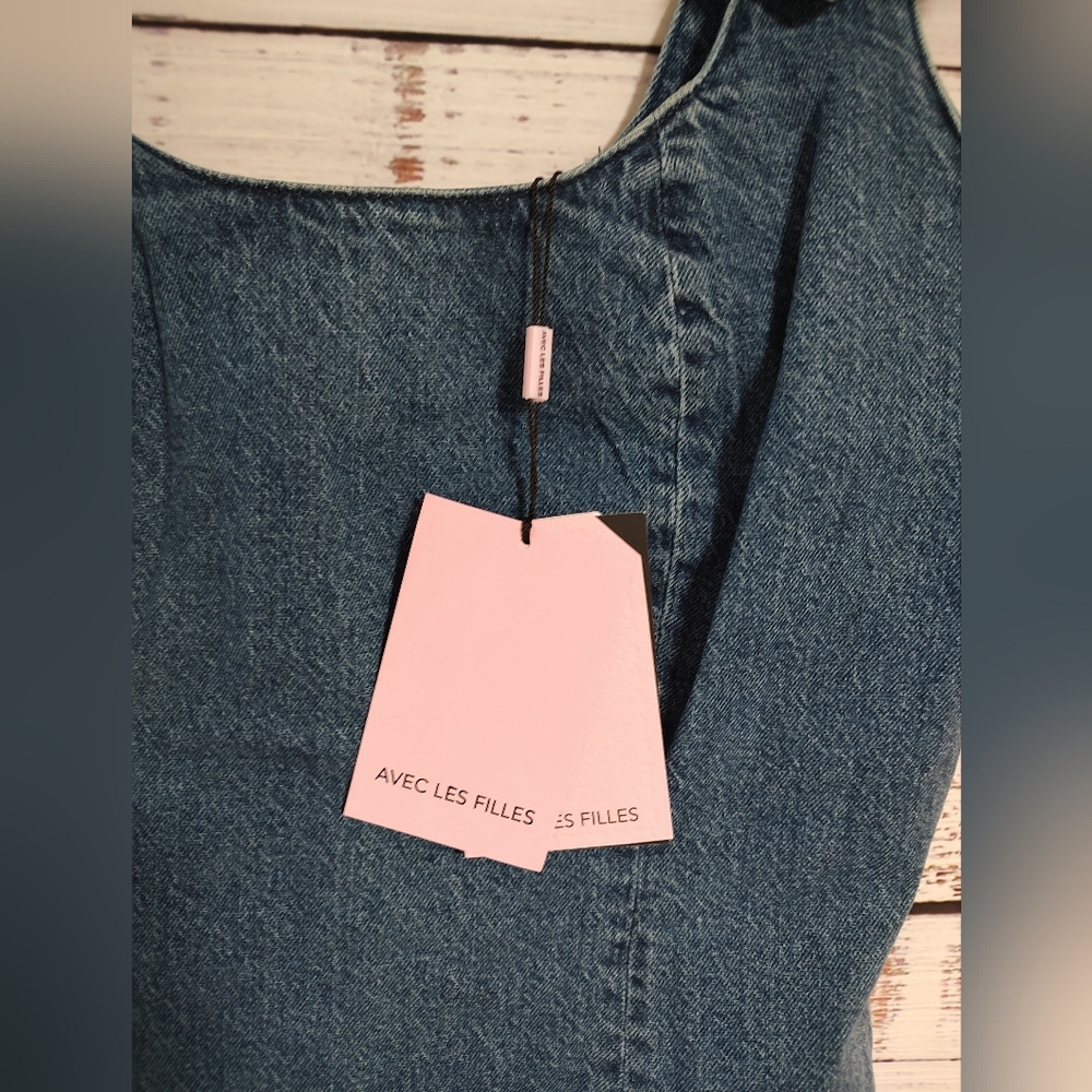 Avec Les Filles Denim Mini Dress Blue Size NWT 6-8 - Picture 5 of 8